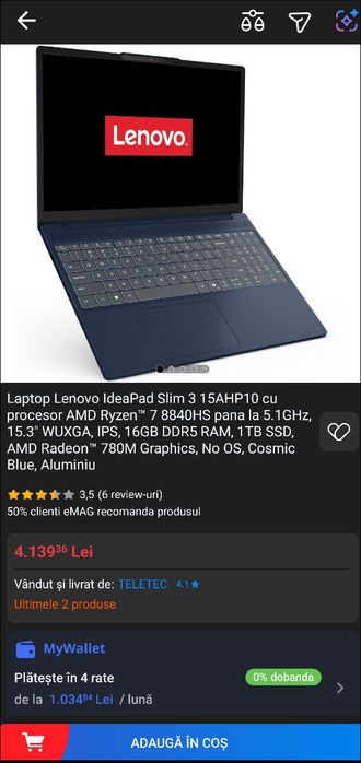 Laptop Lenovo IdeaPad Slim 3 15AHP10