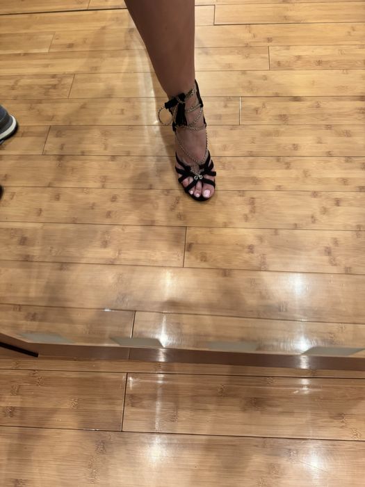 Обувки на висок ток черни велурени