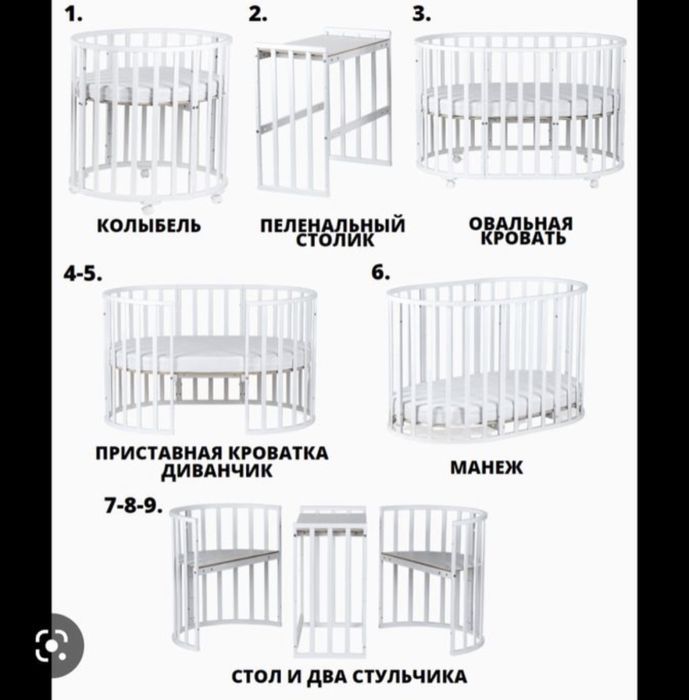 Детская кроватка трансформер 9 в 1