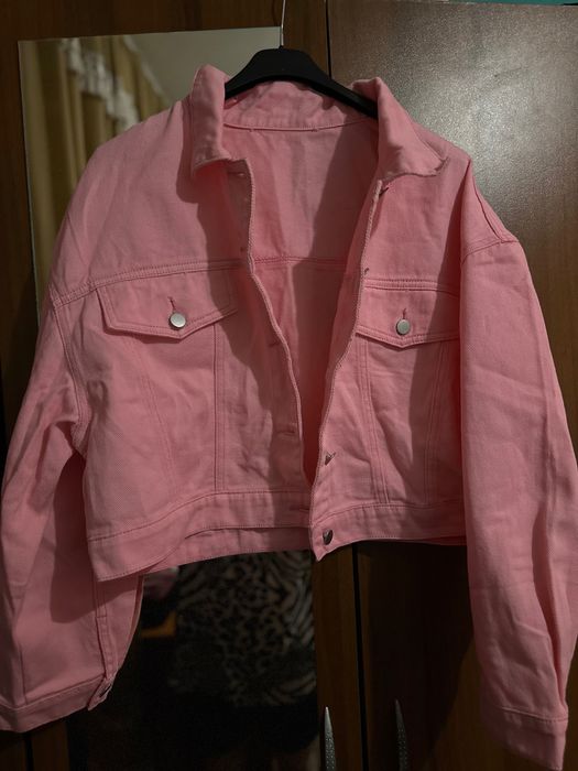 Дамско розово дънково яке XL
