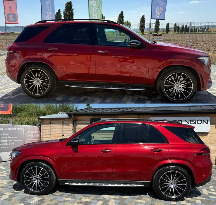 *RATE*Mercedes GLE450 W167 hybrid benzina 367CP 4MATIC//AIRMATIC panorama 2021 AMG Burmeister full km real impecabil culoare deosebita Rosu Manufaktur