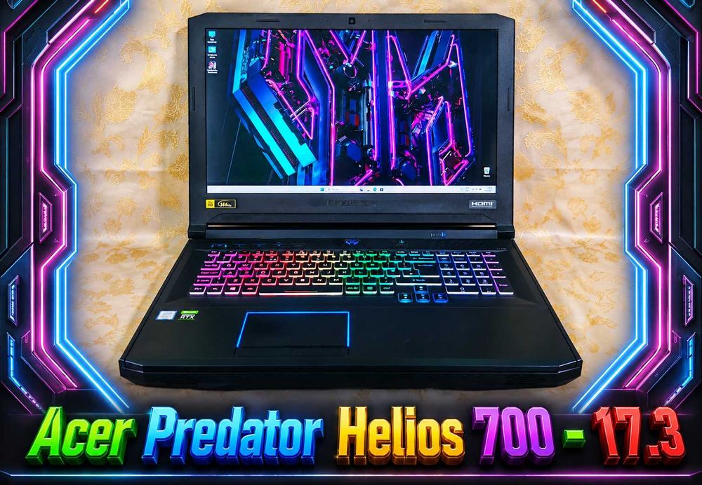 RTX 2080 8GB 190W/Intel Core i7-9750H/17.3 G-SYNC 144Hz IPS/16GB RAM/512GB SSD NVMe+1TB HDD/ Acer Predator Helios 700 геймърски лаптоп gaming laptop