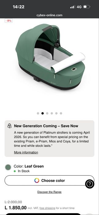 Landou Cybex Priam Platinum Lux leaf green 2025