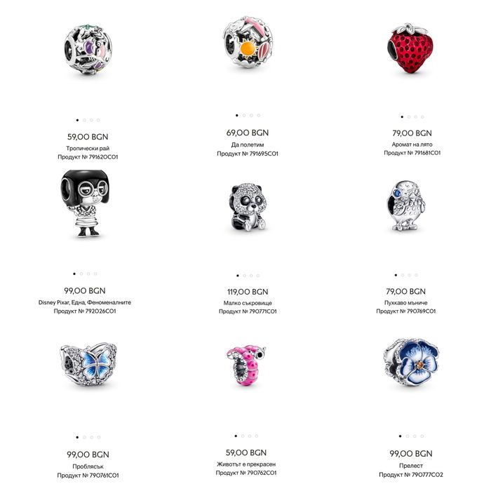Талисмани Пандора гривни Pandora charms