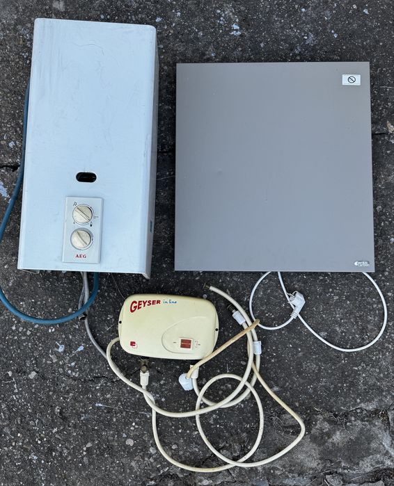 Kit Complet Utilități Cabană / Container / Casă Vacanță Instant Gaz  AEG  + Instant Electric Geyser + Panou Radiant Carbon