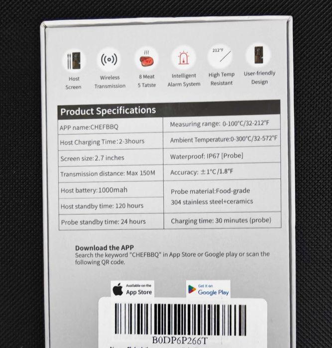 Нов Безжичен Смарт Термометър за месо Apkezel (Apkezel Wireless Smart Meat Thermometer