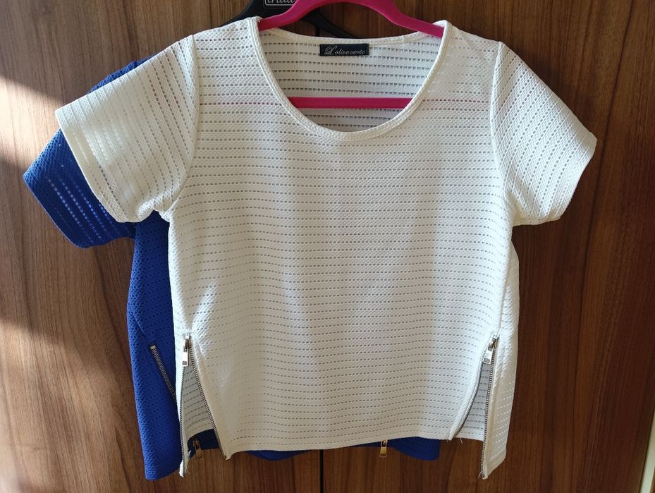 Bluze elegante alb/albastru