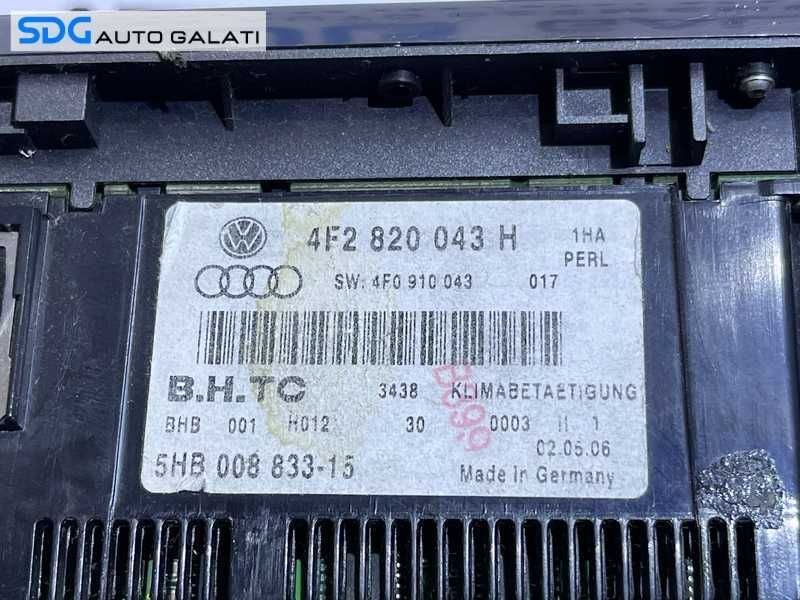 Panou Comanda AC Clima Climatronic Audi A6 C6 4F 2005 - 2011 Cod 4F2820043H 4F0910043