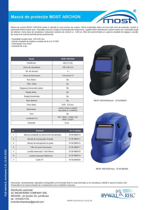 Masca sudura automata MOST ARCHON black - generatia noua MOST SPECTRA