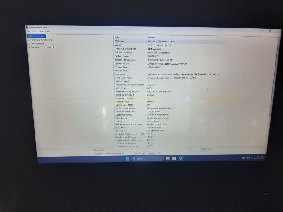 Leptop ASUS ryzen 3 2200u 12gb ram ssd 256gb