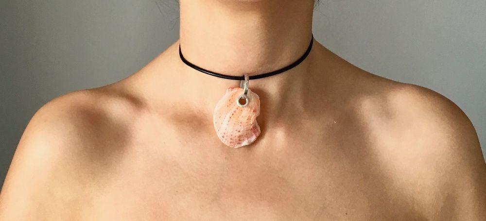 колие естествена мида сребро