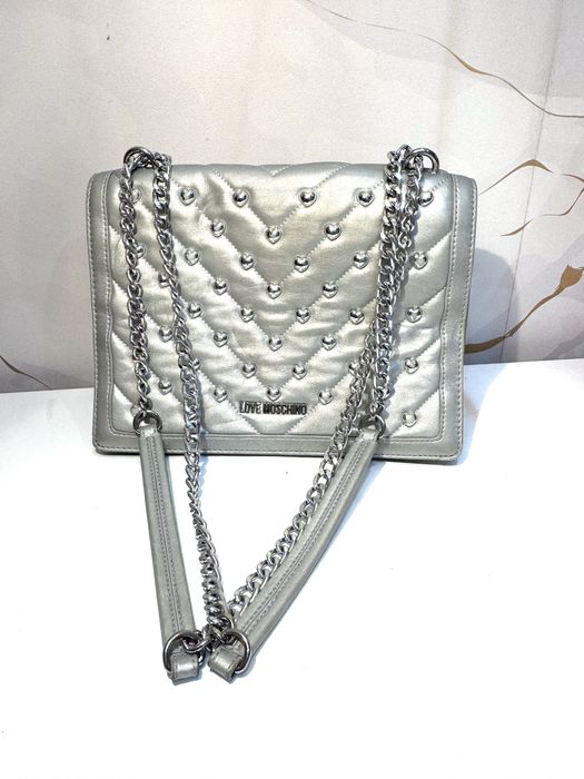 Сребриста чанта LOVE MOSCHINO