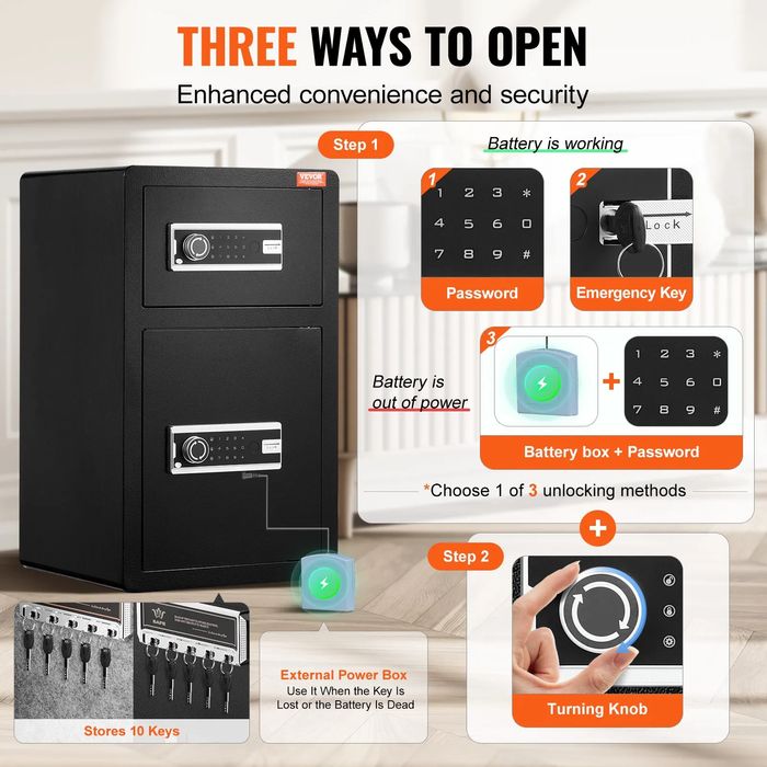 4.5 куб. 127литра сейф с двоен достъп – Кодов и ключов механизъм