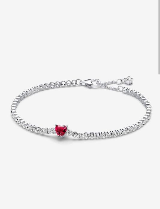 Оригинална Pandora Red Sparkling Heart Tennis Bracelet