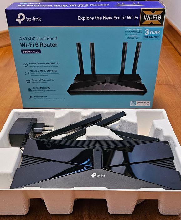 Router TP-LINK Archer AX20 Wi-Fi 6 Dual-Band AX1800 cu Tehnologie OneMesh™