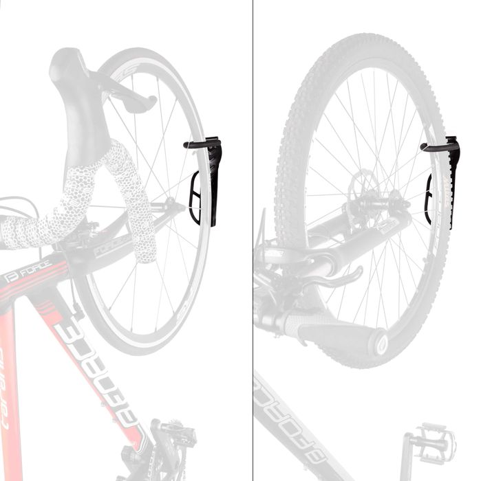 Велосипедна стойка за стена F, Закачане за предно колело, Черна