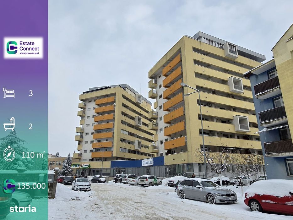 Apartament cu 3 camere și 2 băi, situat la etajul 1 – bloc nou