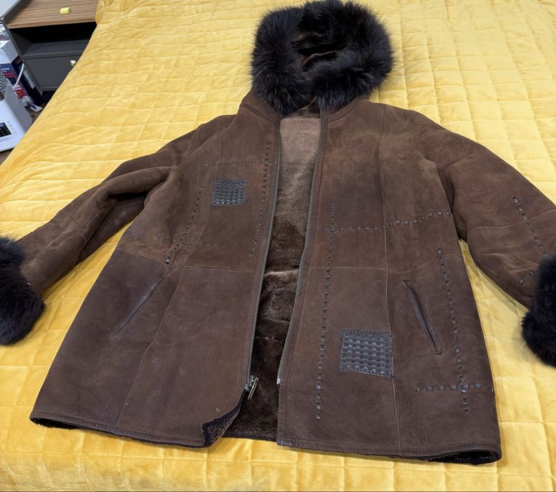 Дубленка цигейковая с капюшоном