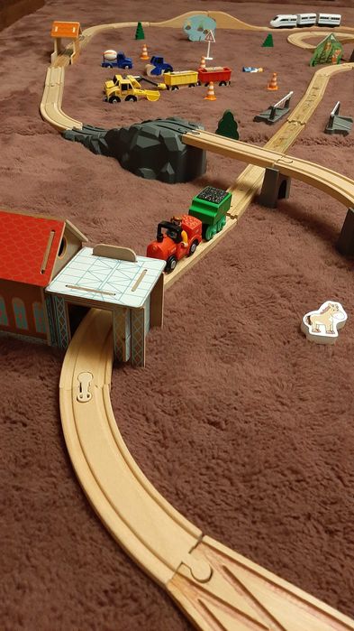 3 Seturi trenuri trenulet de lemn 200 piese set electic cadou perfect