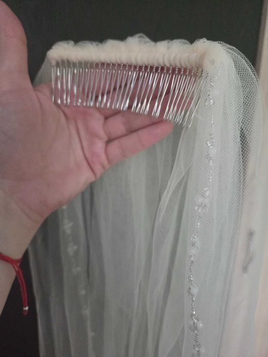 Linzi Jay воал с мъниста (Veil with Pearl and Beaded Edge)