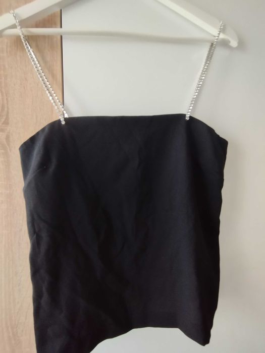 Топ с камъчета на презрамките, Zara, XS