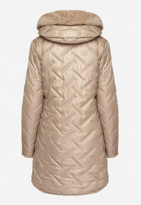 Geaca de iarna bej, parka, imblanita pe interior, marime S/36, NOU