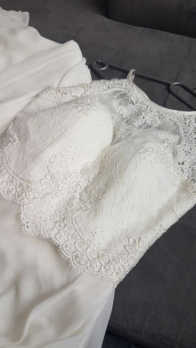 Бяла сватбена рокля, размер S булчинска