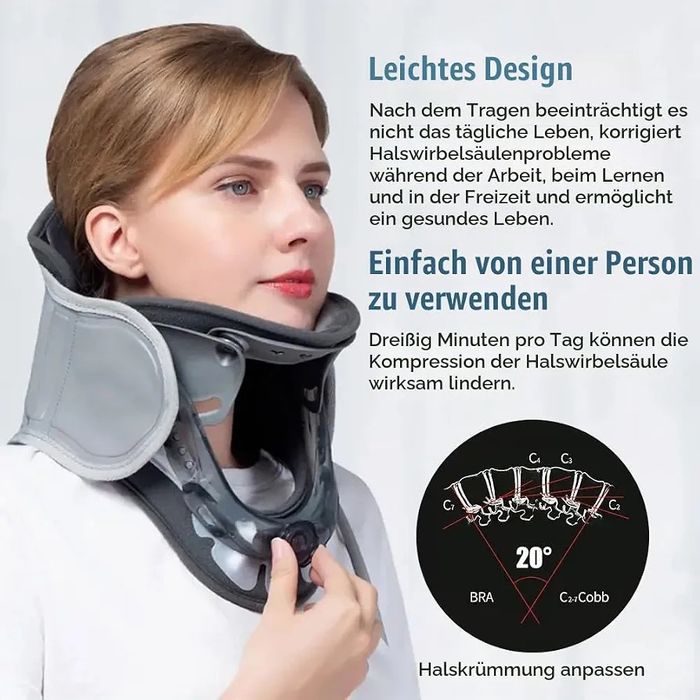 Guler cervical reglabil HEYOUTH, cu perna de aer si tractiune. Amelioreaza cocoasa gâtului si sprijina stabil coloana cervicala