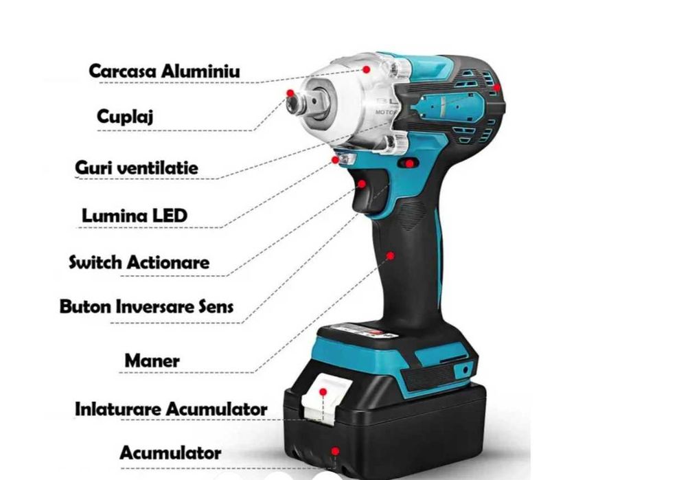 Trusa Masina de Insurubat cu Impact 5Ah cu 2 Acumulatori, 350Nm 98V