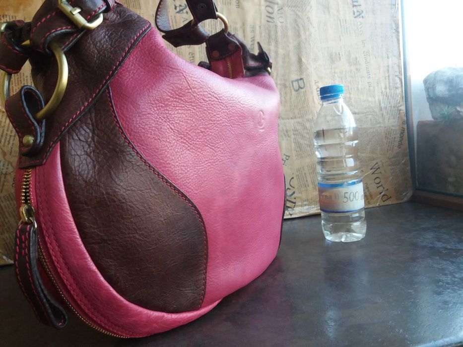 дамска чанта,кожена торба-цикламено,розово естествена кожа