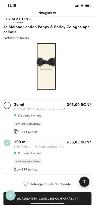 Parfum Jo Malone London Poppy & Barley Cologne 100ml