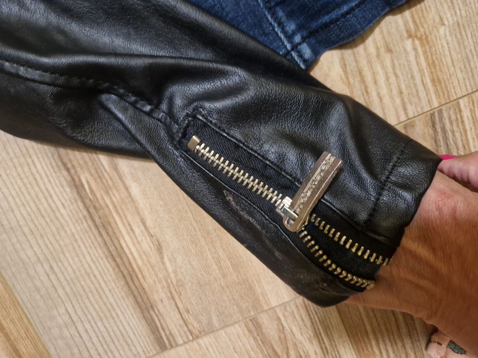 Дънково яке с кожени ръкави-м размер