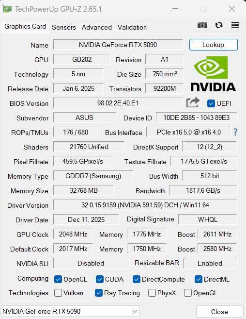 Asus ROG Astral RTX5090 OC