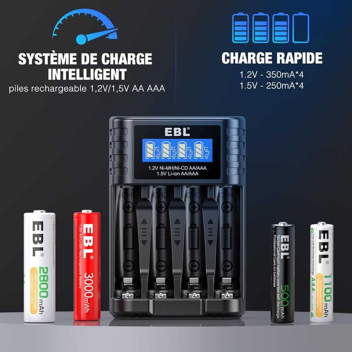 НОВО! Универсално зарядно за батерии AA / AAA – 4 гнезда с LCD дисплей