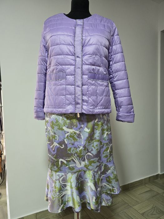 Rochie lila, model parte peste parte, cordon propriu în talie