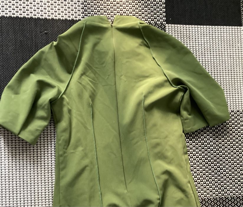 Rochie Bluzat Moda Urbana maxi verde retro cu maneci bufante