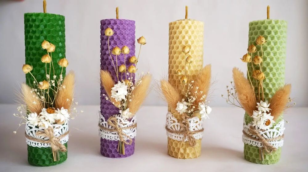 Натуральная цветная вощина для свечей