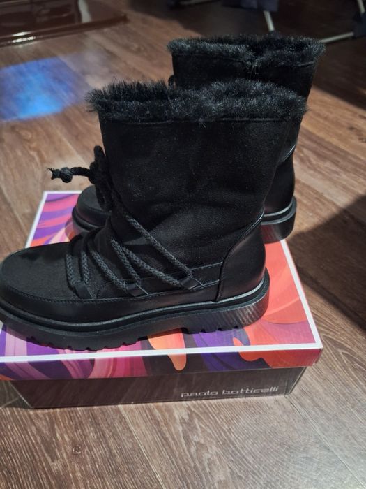 Зимни боти велур и кожа