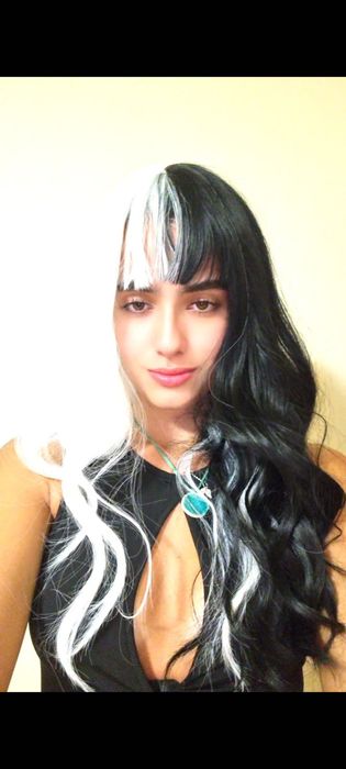 Черно-бяла перука с дълъг косъм, чисто нова!