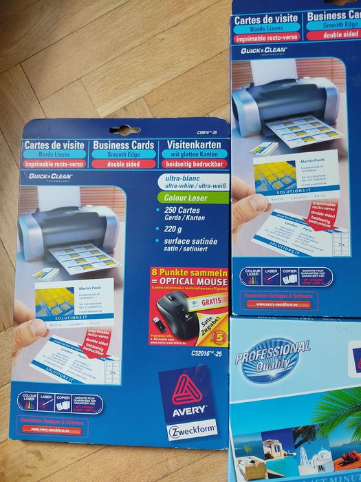 Етикети за CD, заготовки за визитни картички, фотохартия