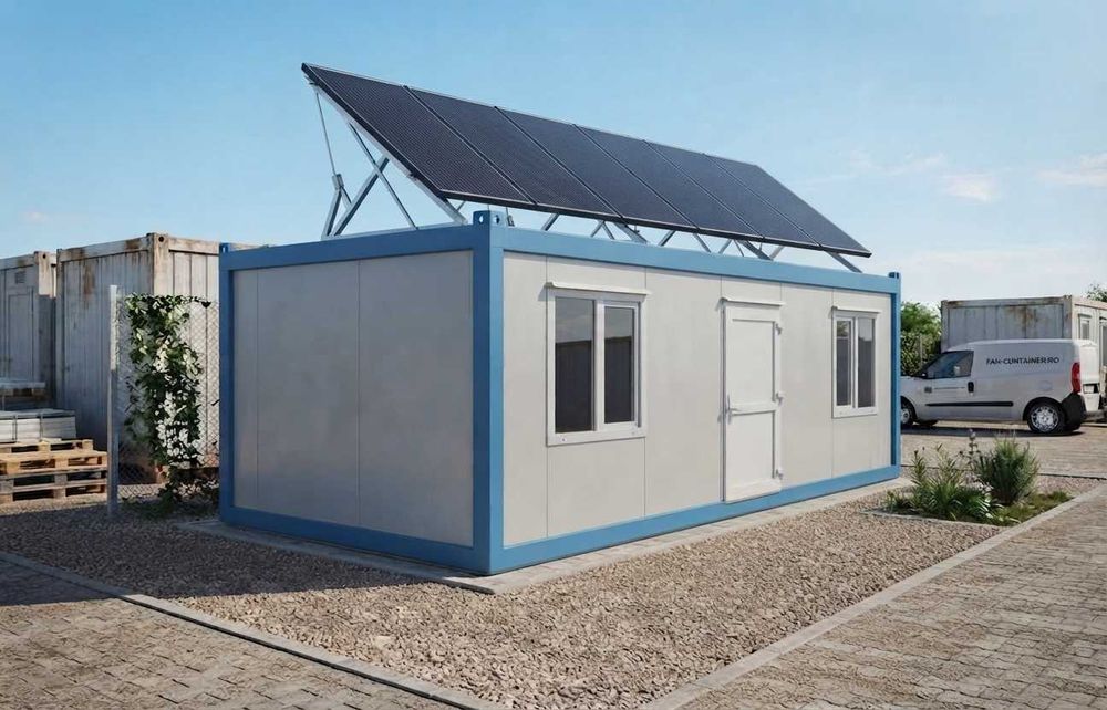 Container Birou Solar 3kWp + Baterie 5kWh | Birou Remote de Grădină , Organizare santier