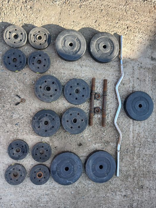 Set gantere reglabile 55 kg, cu bara z