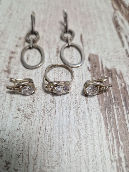 Сребърни обици и пръстен проба 925