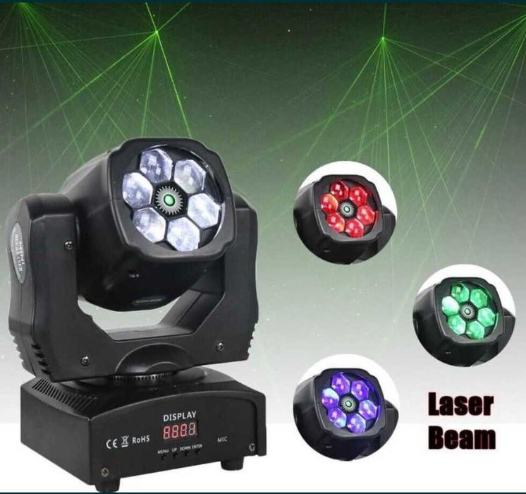 Moving Head Led Bee Eye 90W Beam Wash + Laser RGBW Sigilate