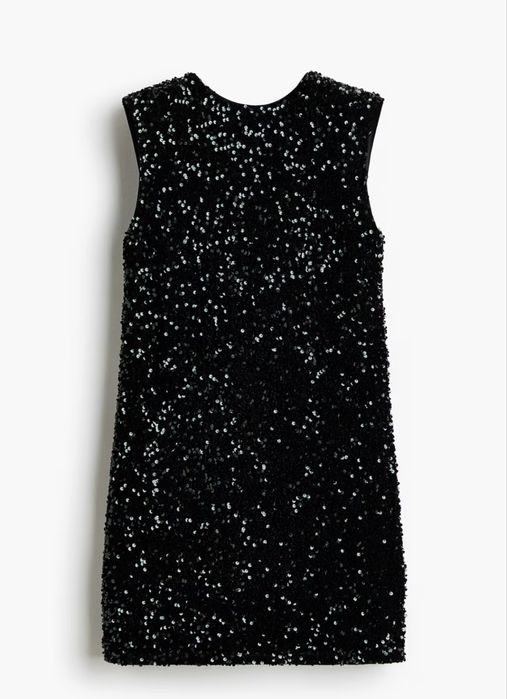 Рокля с пайети и панделка H&M