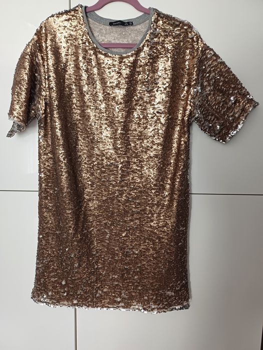 Rochie Bershka  argintie/aurie.