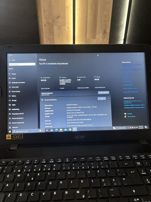 Acer light gaming• i5 7th gen• 8gb ram DDR4• Nvidia 2gb Gddr5• SSD+HDD