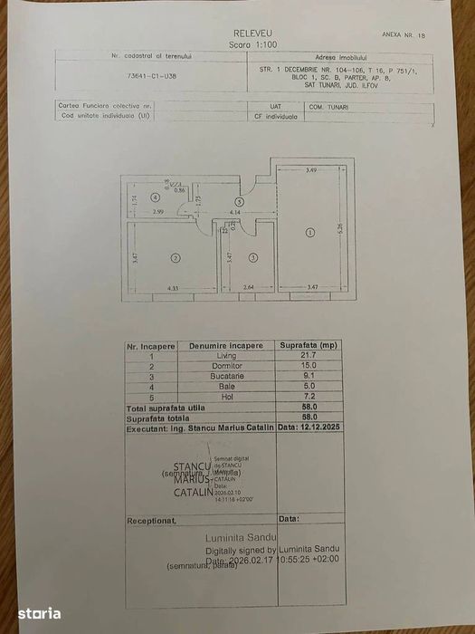 Apartament 2 Camere | Tunari | Nemobilat | Pretabil Birou, Comercial