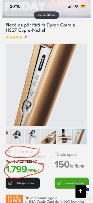 Placa de intreptat parul Dyson fara fir