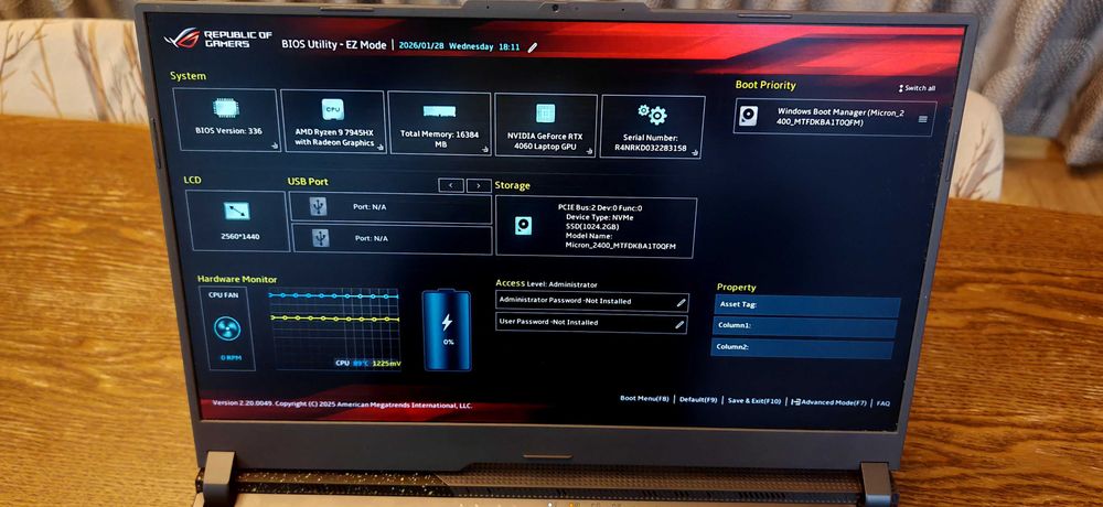 ASUS ROG STRIX G17 , AMD Ryzen 9 7945HX, GeForce RTX 4060